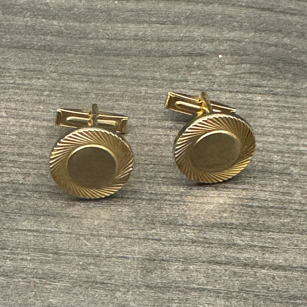 Unbranded Cufflinks Mens OS Gold Excellent Vintage Sunburst Round Toggle Back